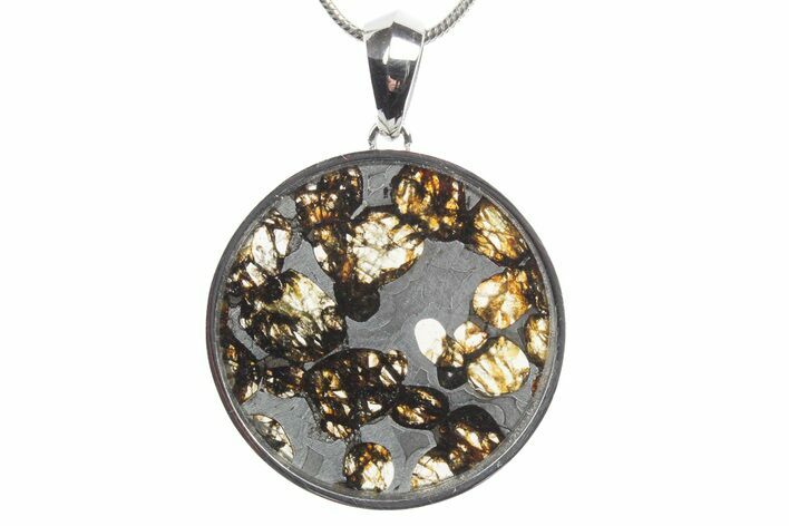 Sericho Pallasite Round Meteorite Pendant - Kenya #351398